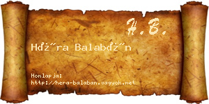 Héra Balabán névjegykártya